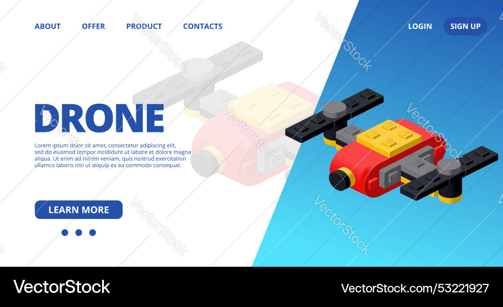 Web template with a drone Web template with a drone vector image