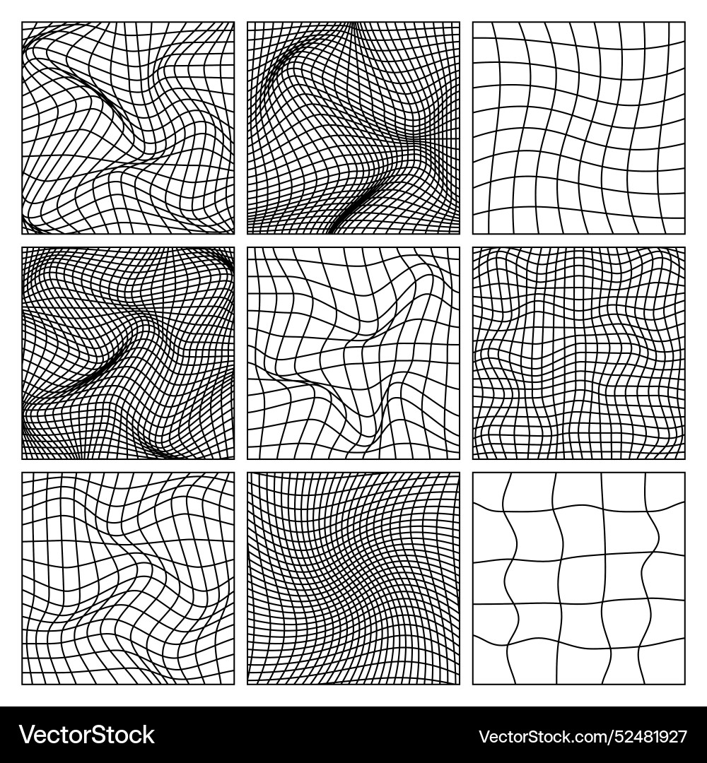 Wireframe shapes lined perspective mesh 3d grid Vector Image