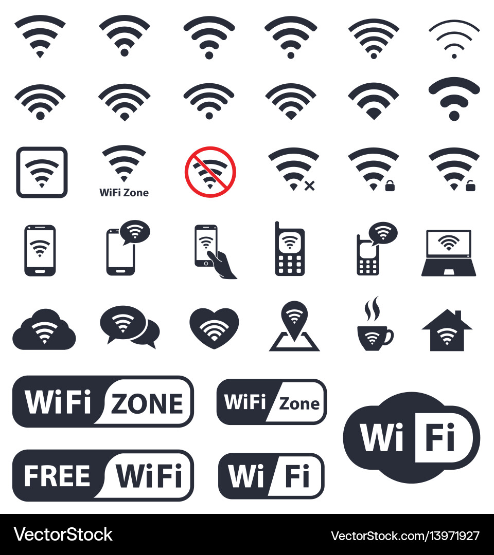 Wireless Internet Icons - WiFi Set vector image