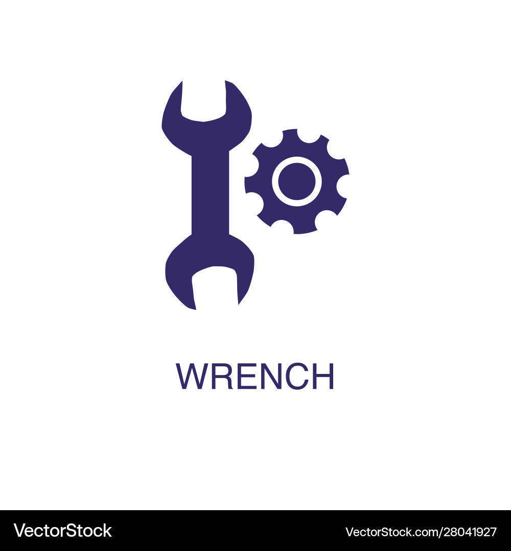 Wrench element in flat simple style on white vector image