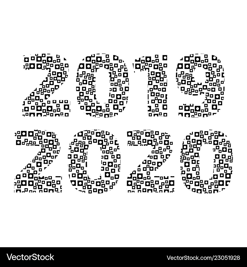 2019-20 year sign set with abstract pattern vector image