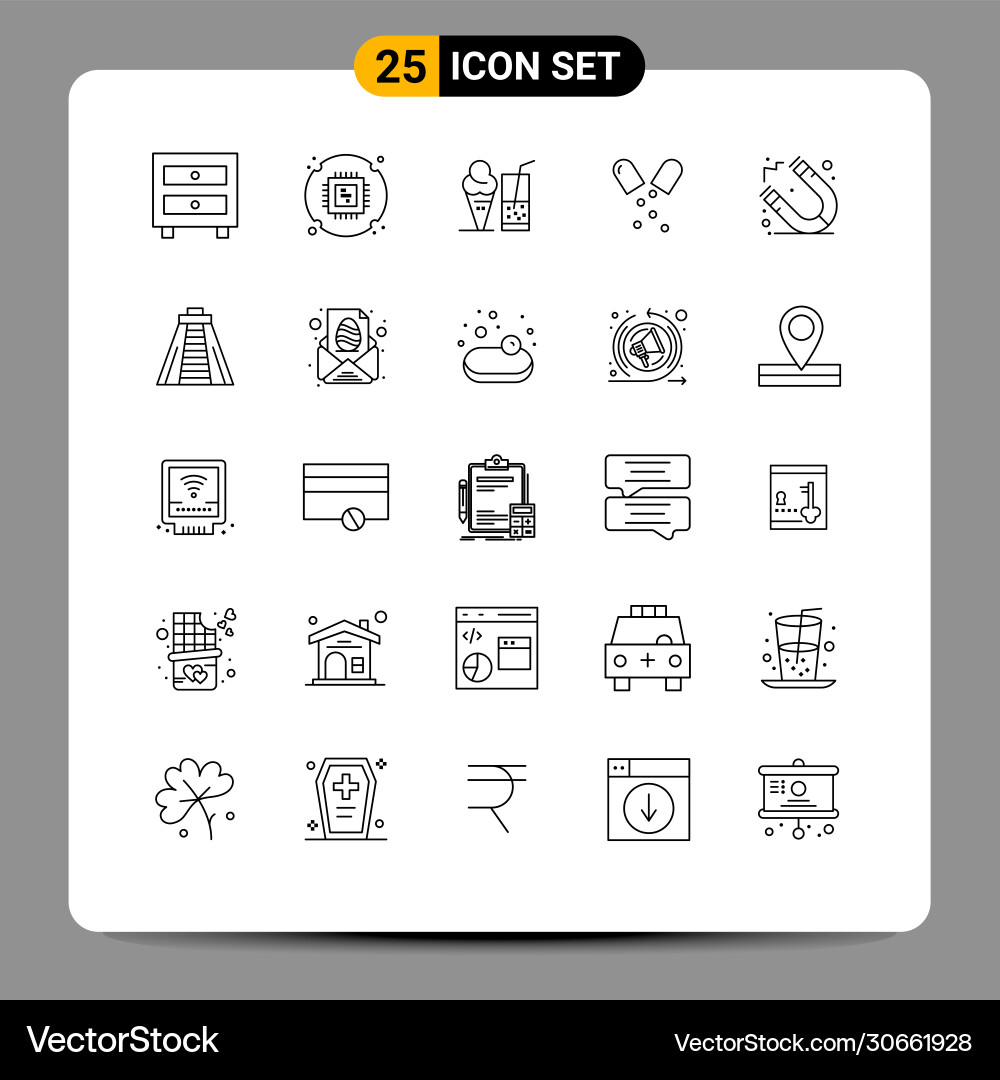 25 universal lines set for web and mobile Vector Image