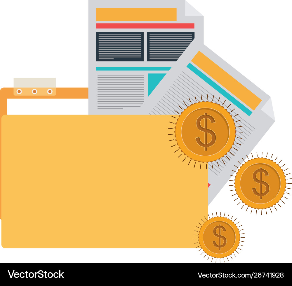 Folder with office objects on white background Vector Image