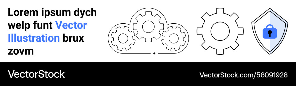 Gear mechanisms and secure shield representing Gear mechanisms and secure shield representing vector image