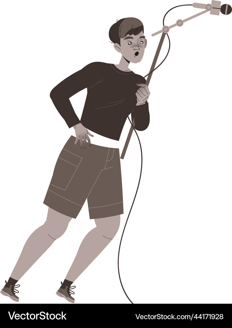 Man news operator with microphone running away Man news operator with microphone running away Vector Image
