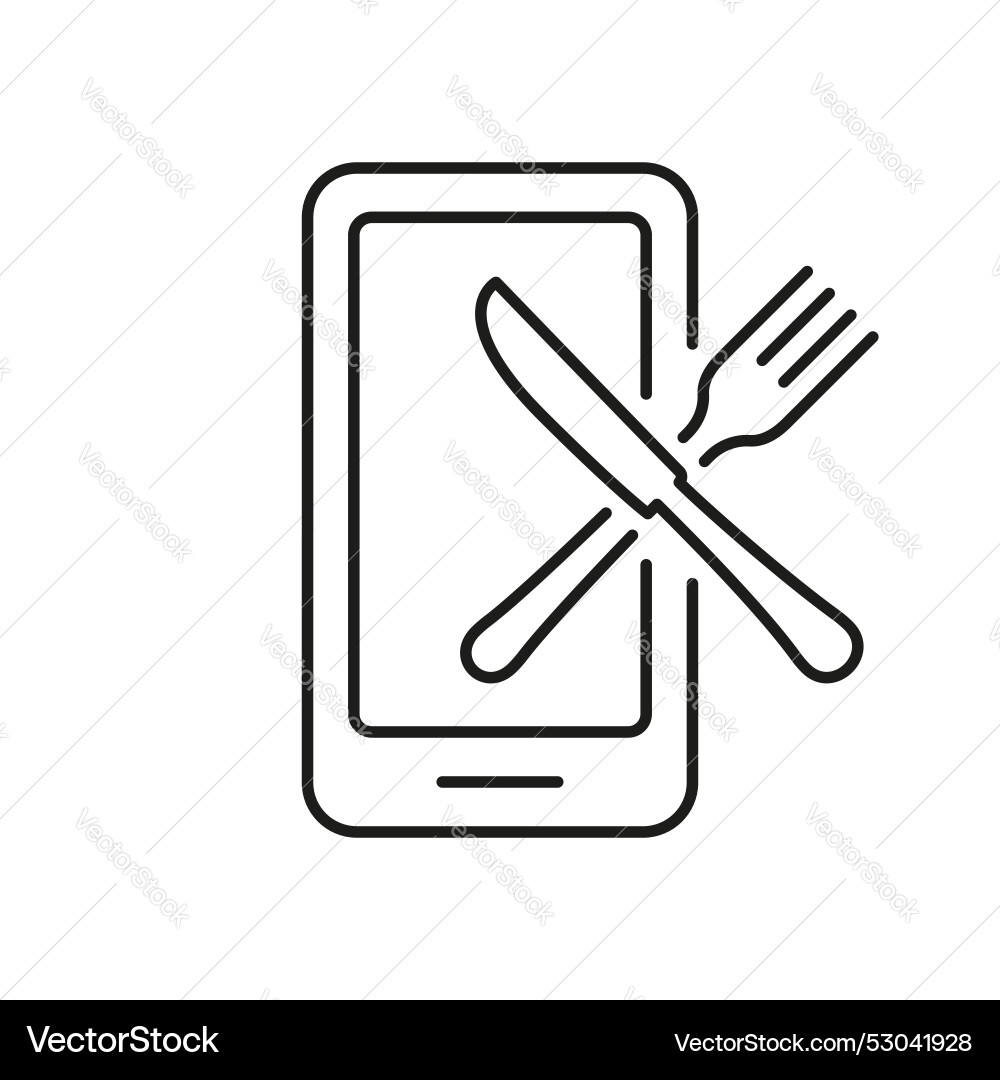 Mobile app for and diet tracking linear icon fork Vector Image