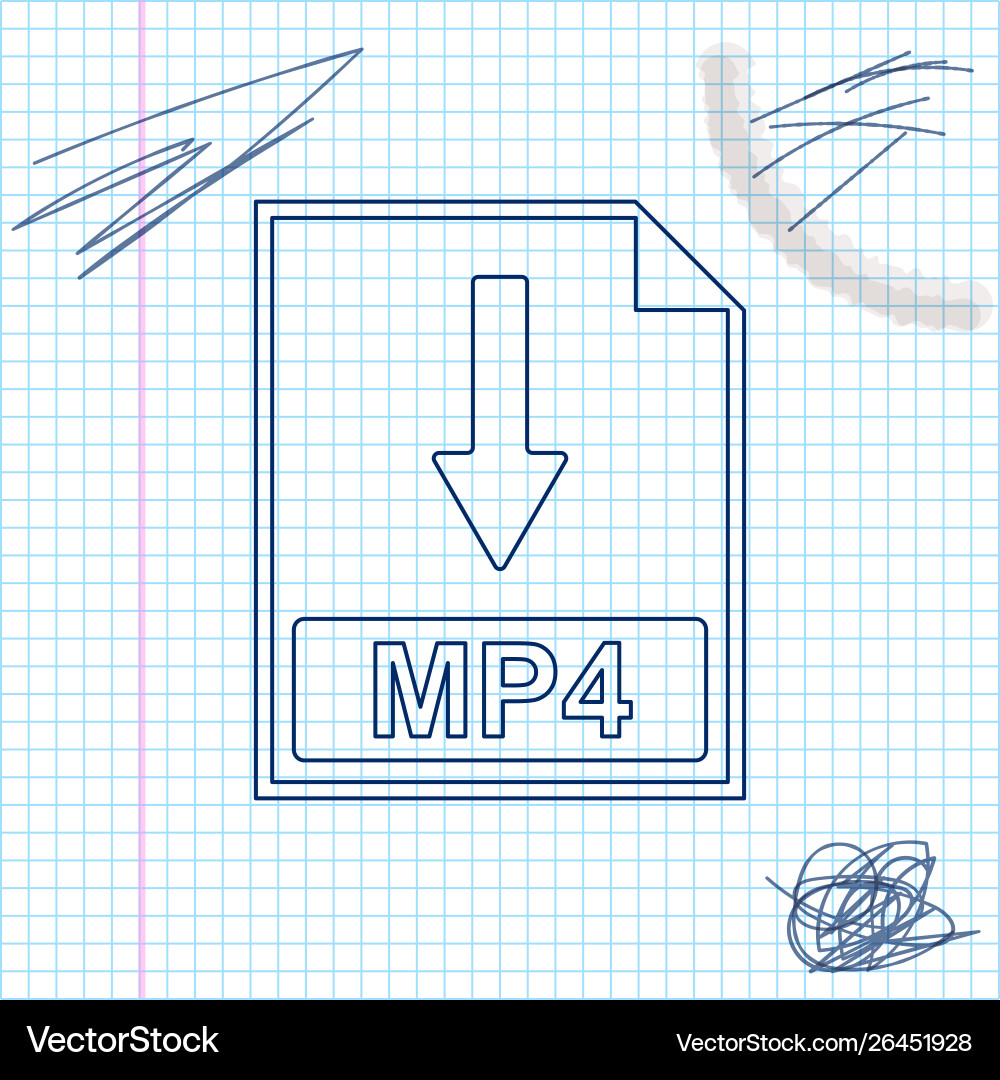 Mp4 file document icon download button line Mp4 file document icon download button line vector image