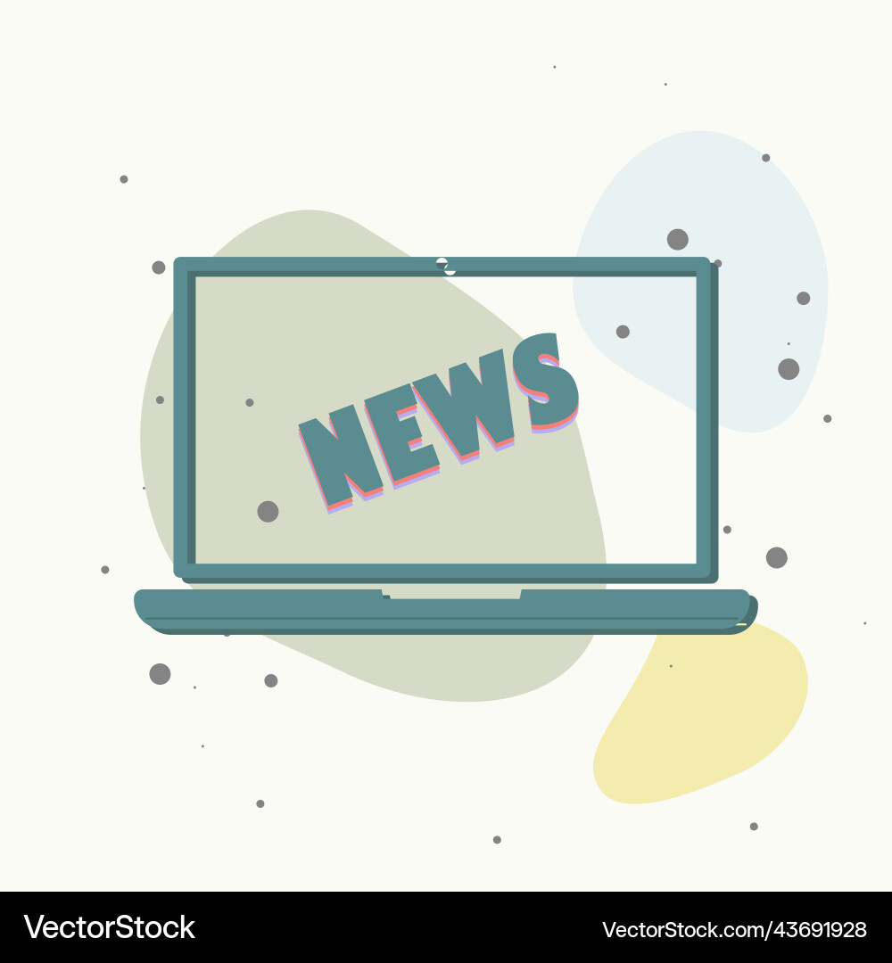 News icon and computer monitor on multicolored News icon and computer monitor on multicolored vector image