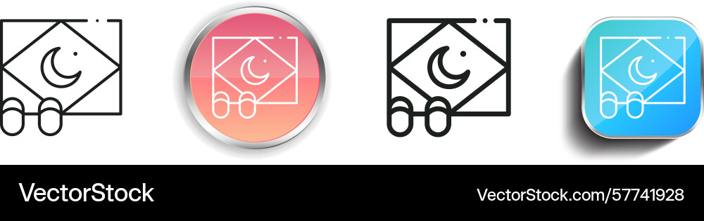 Prayer mat icon thin linear regular and button Prayer mat icon thin linear regular and button vector image