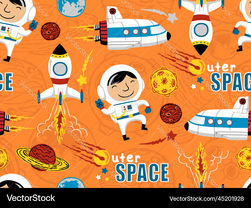 Seamless pattern of outer space elements cartoon Seamless pattern of outer space elements cartoon vector image