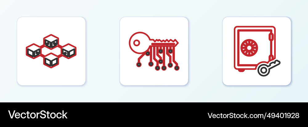 Set line proof of stake blockchain technology Vector Image