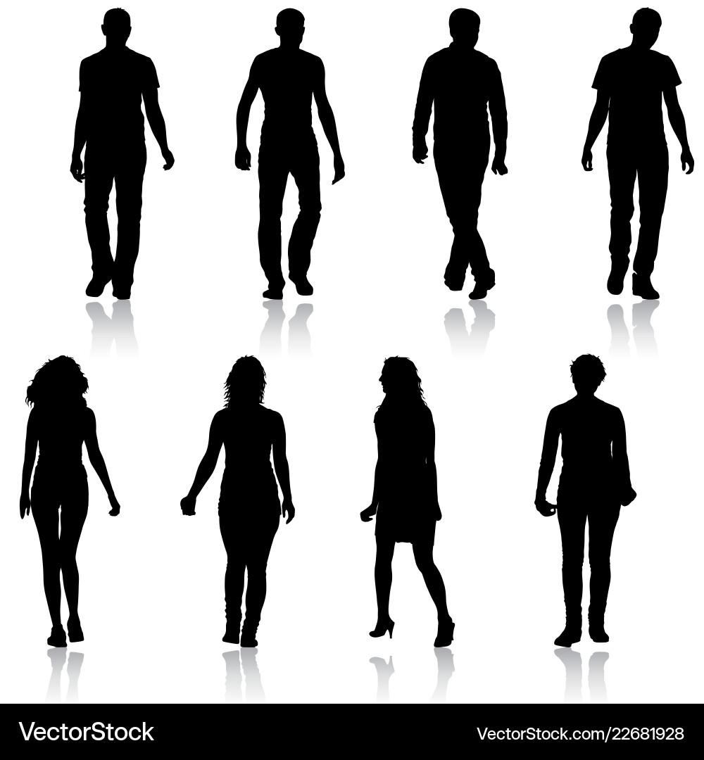 Silhouette Group of People Vector Image