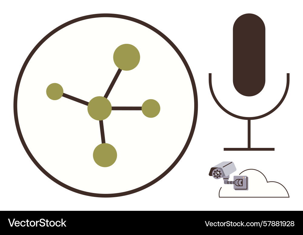 Technology concepts with network nodes microphone Vector Image