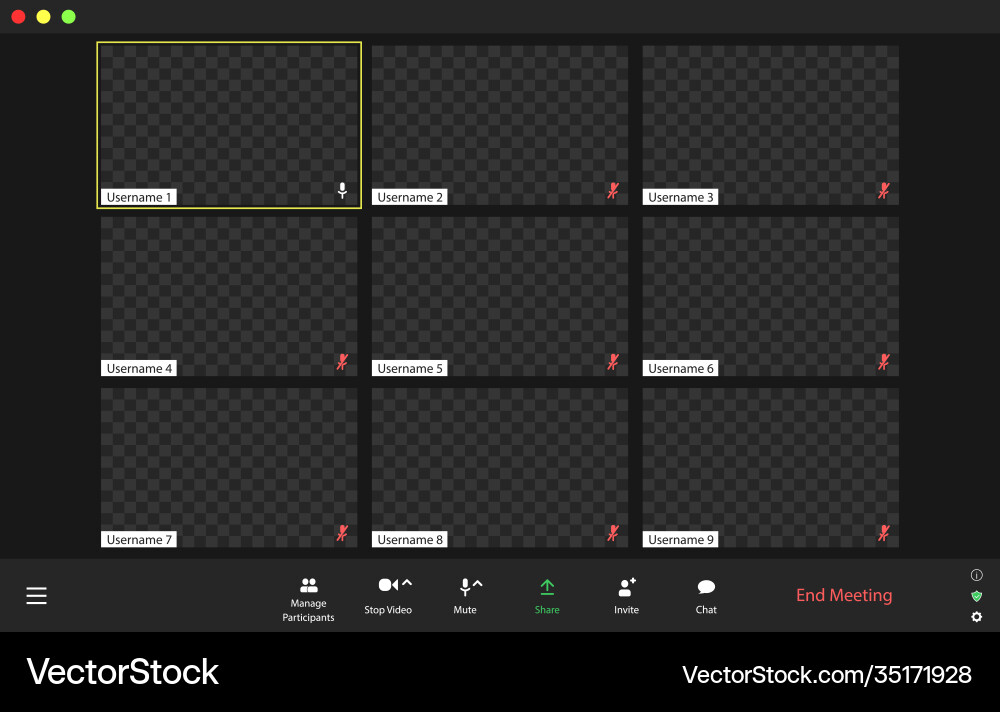 Template video conference user interface Template video conference user interface vector image