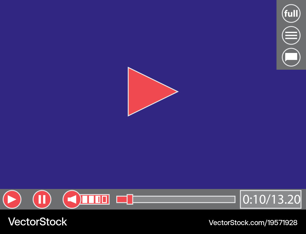 Video player template for web and mobile apps Vector Image