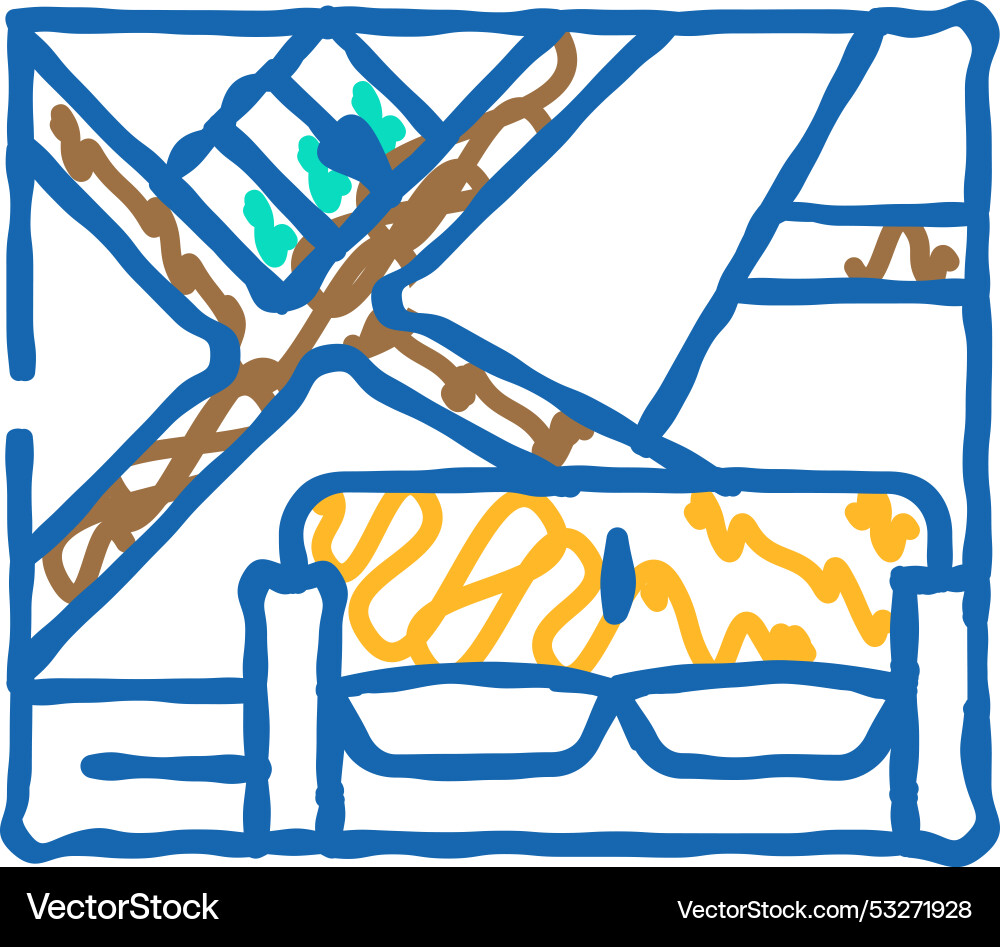 Wall with slanting shelves icon doodle Wall with slanting shelves icon doodle vector image