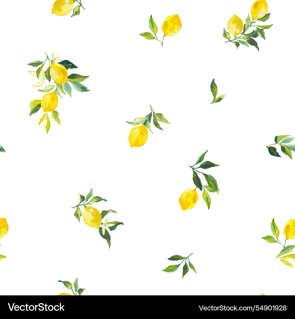 Watercolor Lemon Seamless Pattern Vector Image