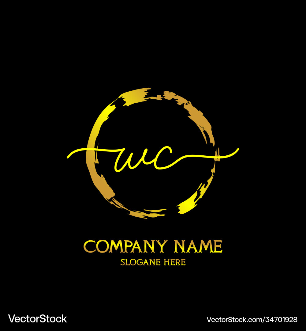 Wc initial handwriting colorful logo template Vector Image