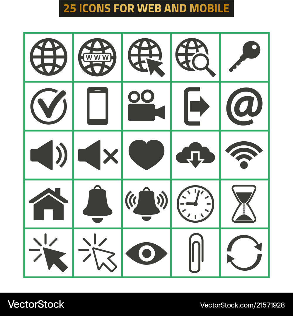 Web and mobile icons set on white background Vector Image