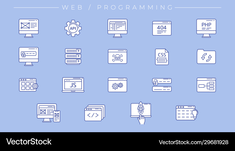 Web- und Programmierkonzept Linienstil Web- und Programmierkonzept Linienstil vektorbild