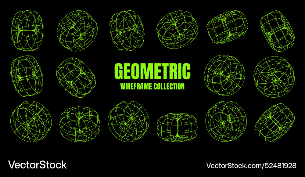 Wireframe lined shapes perspective mesh 3d grid Wireframe lined shapes perspective mesh 3d grid vector image