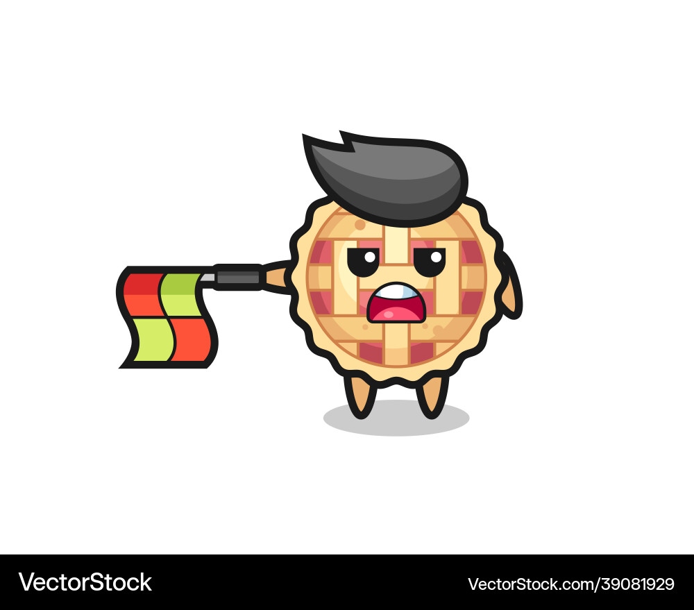 Apple pie character as line judge hold the flag Apple pie character as line judge hold the flag vector image