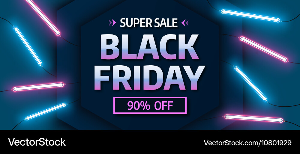 Black Friday Neon Sale Banner Vector Image