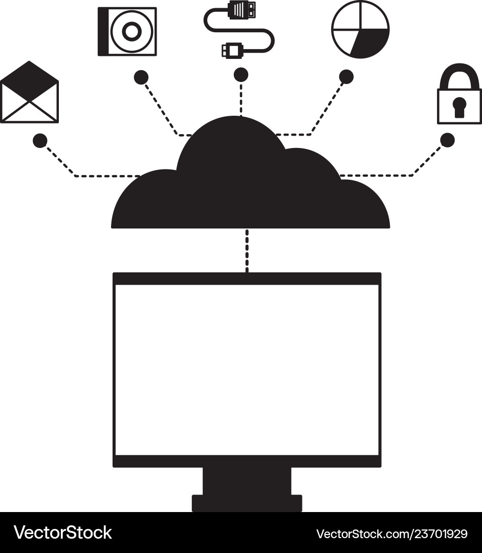 Cloud computing monitor connection Cloud computing monitor connection vector image