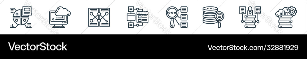 Data analytics line icons linear set quality Data analytics line icons linear set quality vector image