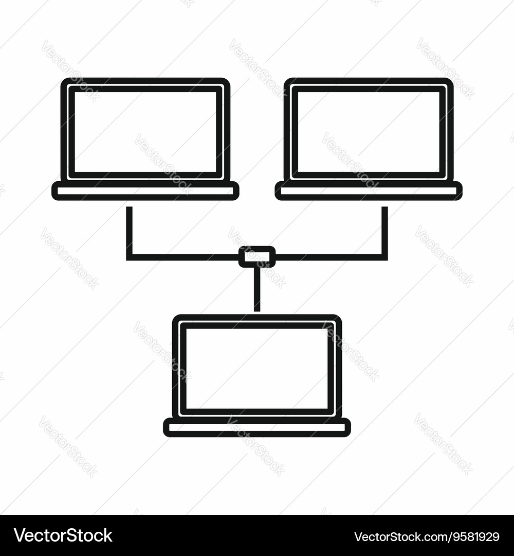 Datenaustausch zwischen Computersymbolen vektorbild