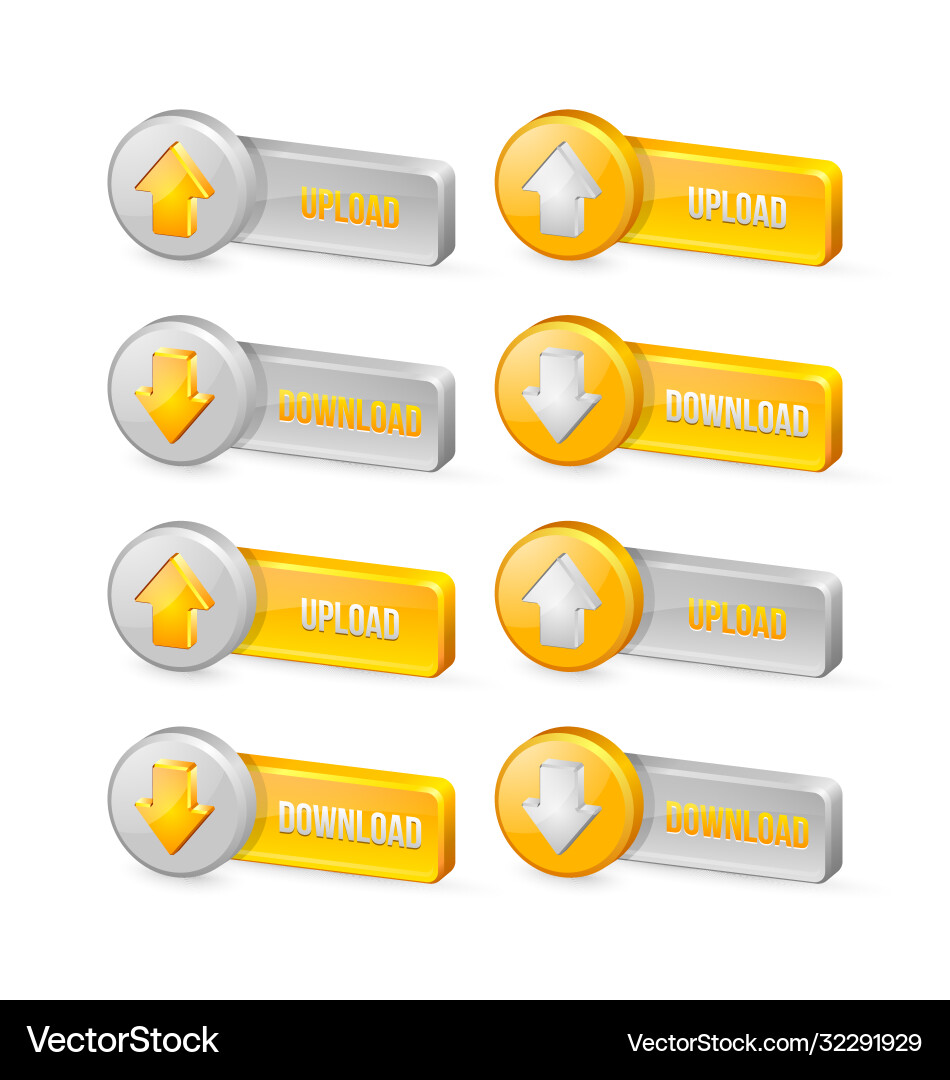 Download and upload buttons Download and upload buttons vector image