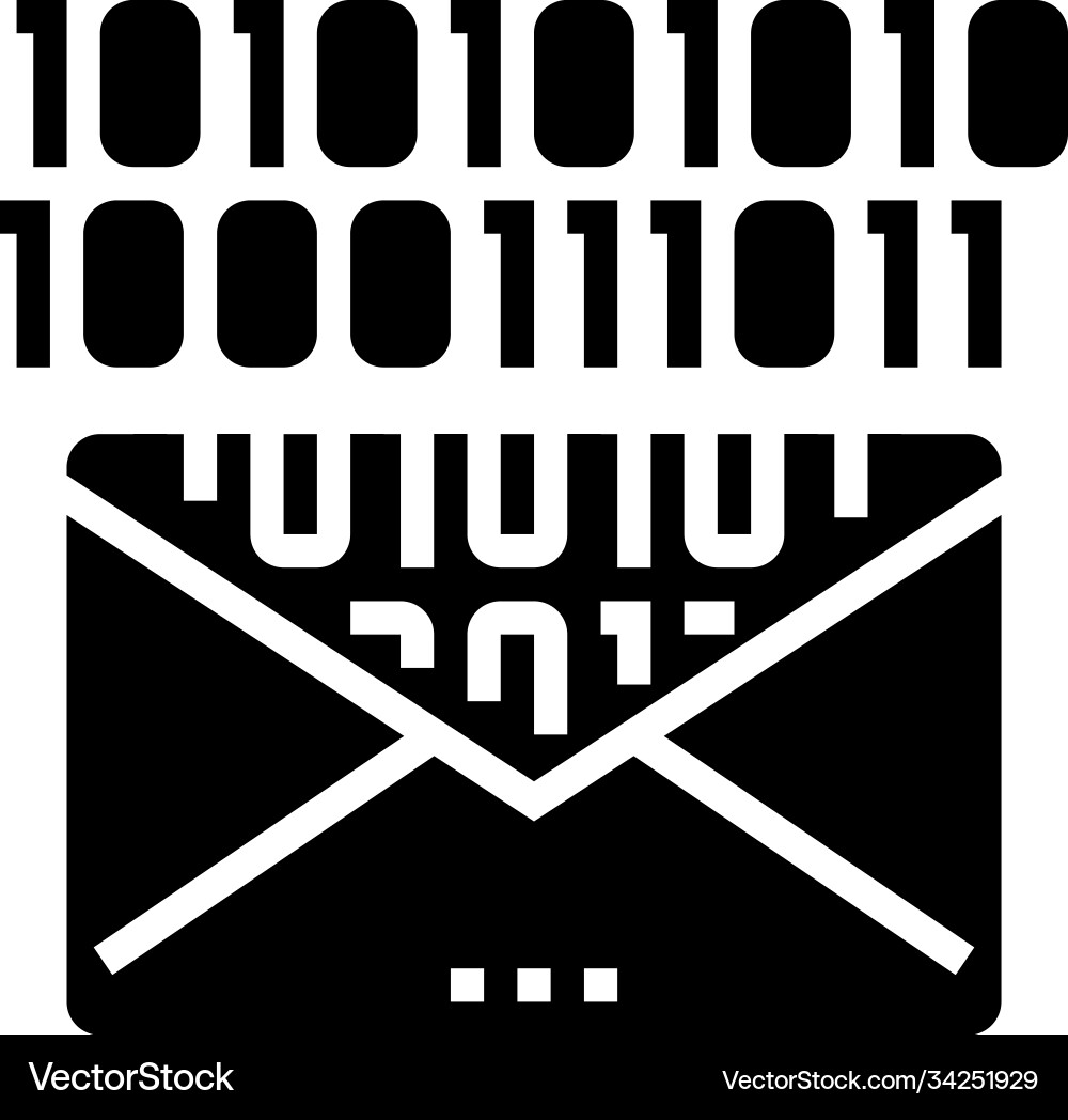 Email message with binary code glyph icon Vector Image