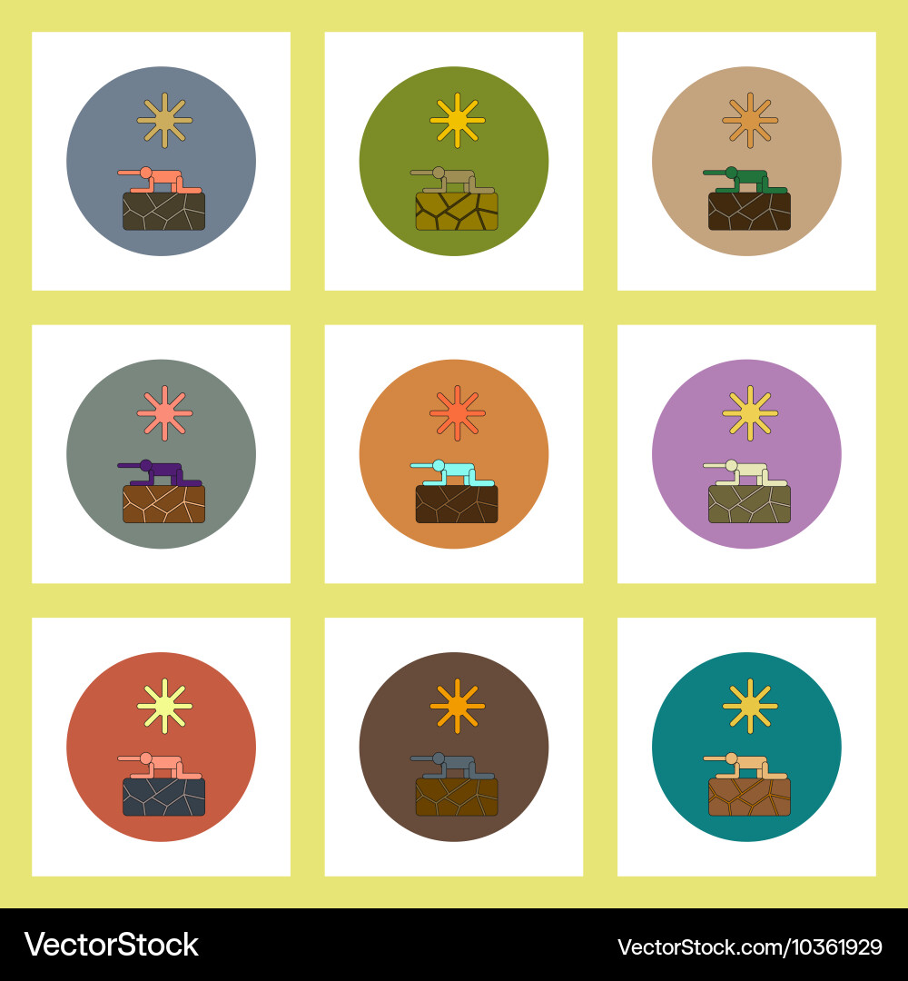 Flat icons set of drought and thirsty man concept vector image