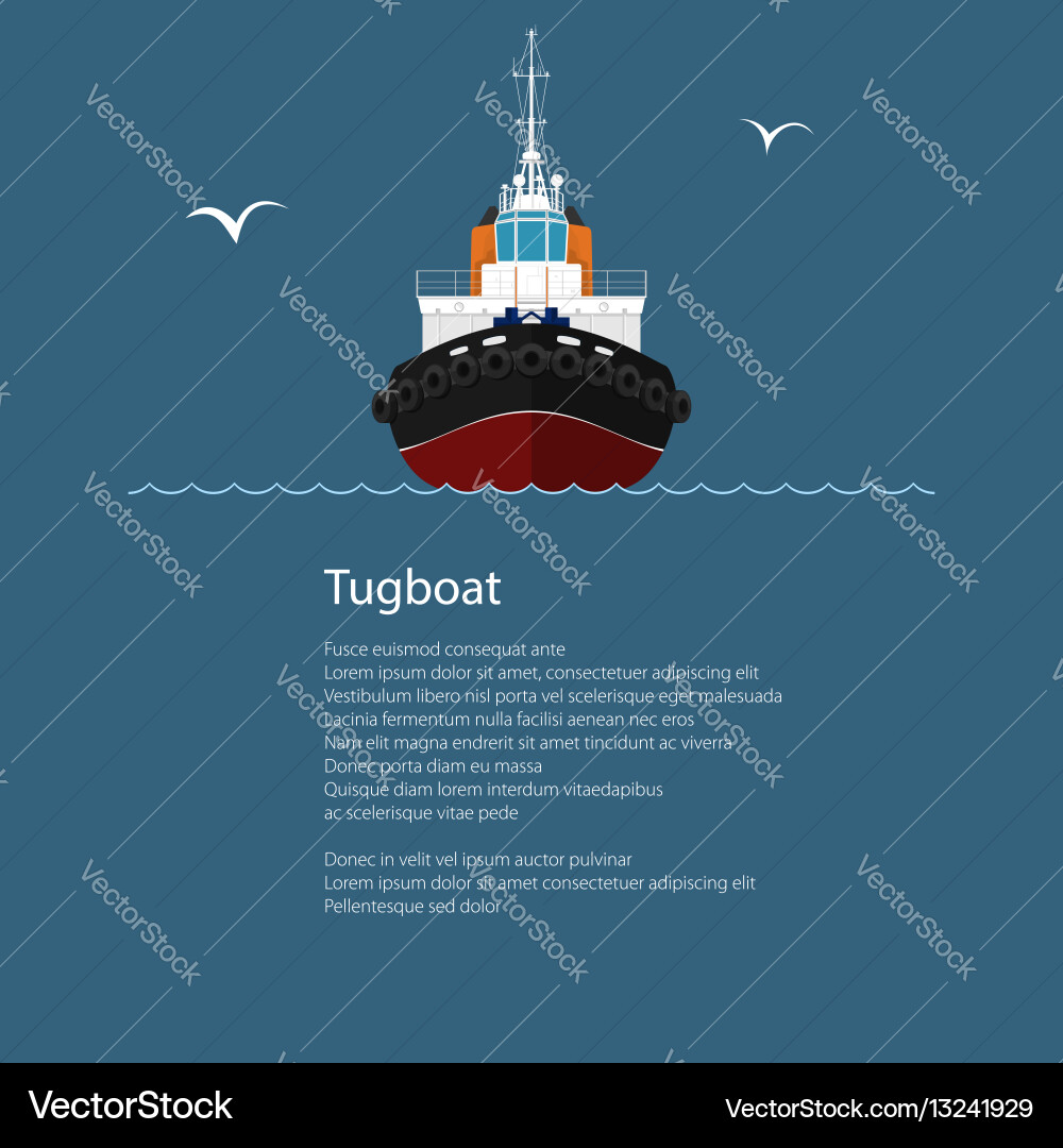 Front view of push boat and text Front view of push boat and text vector image
