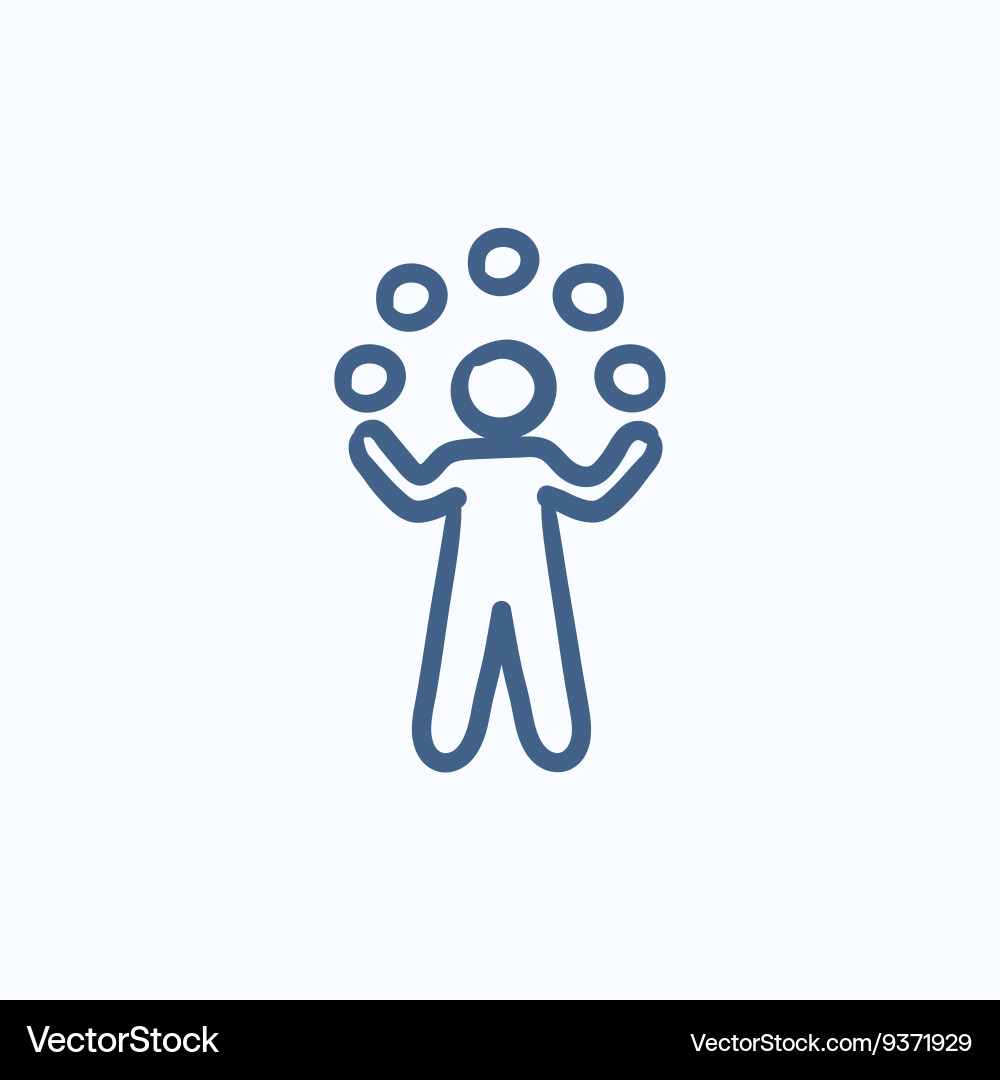 Man juggling with balls sketch icon Vector Image