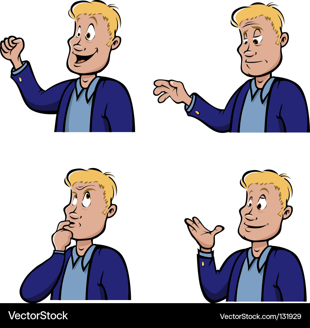 Man with Various Facial Expressions Vector Image