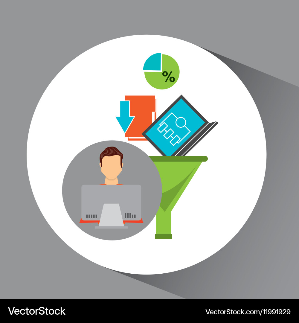 Man working laptop data analytics vector image