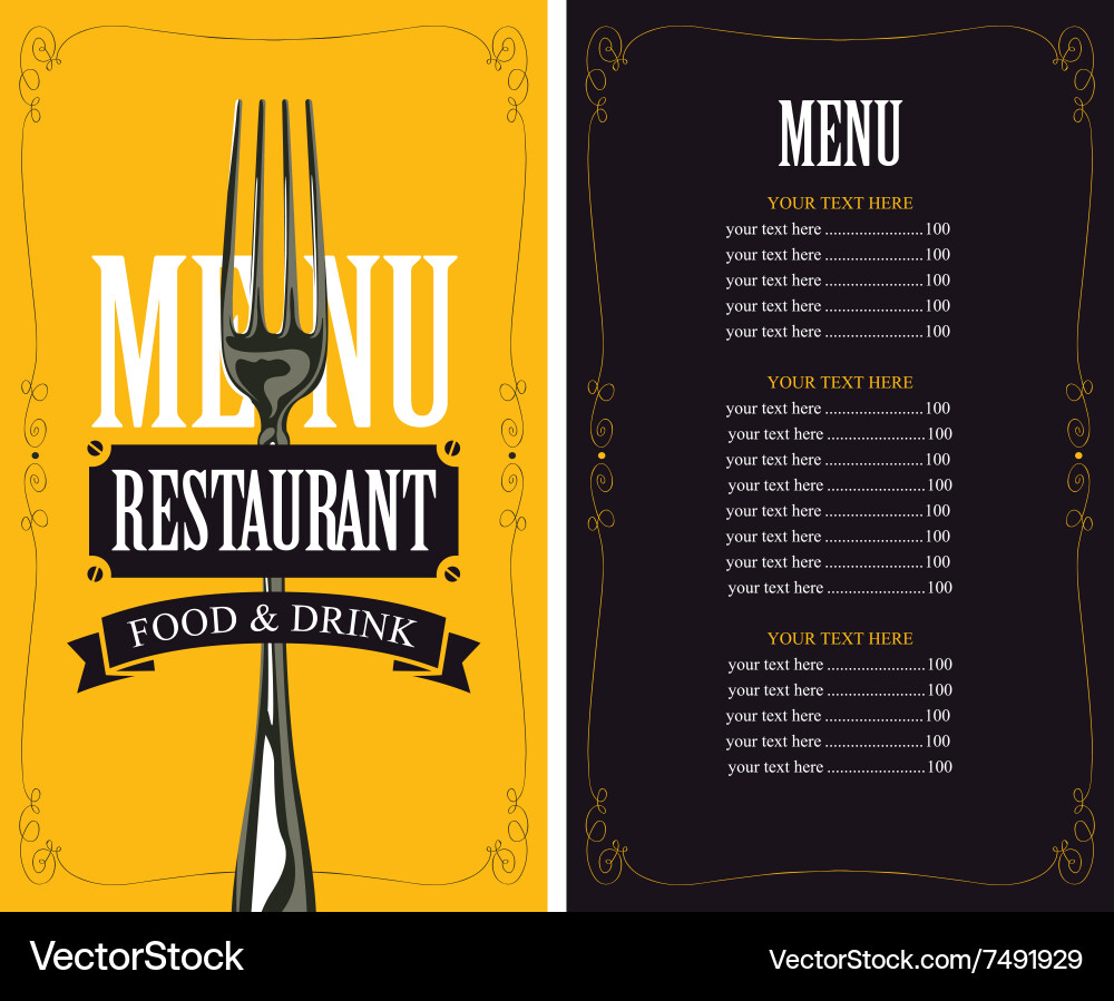 Menu with fork vector image
