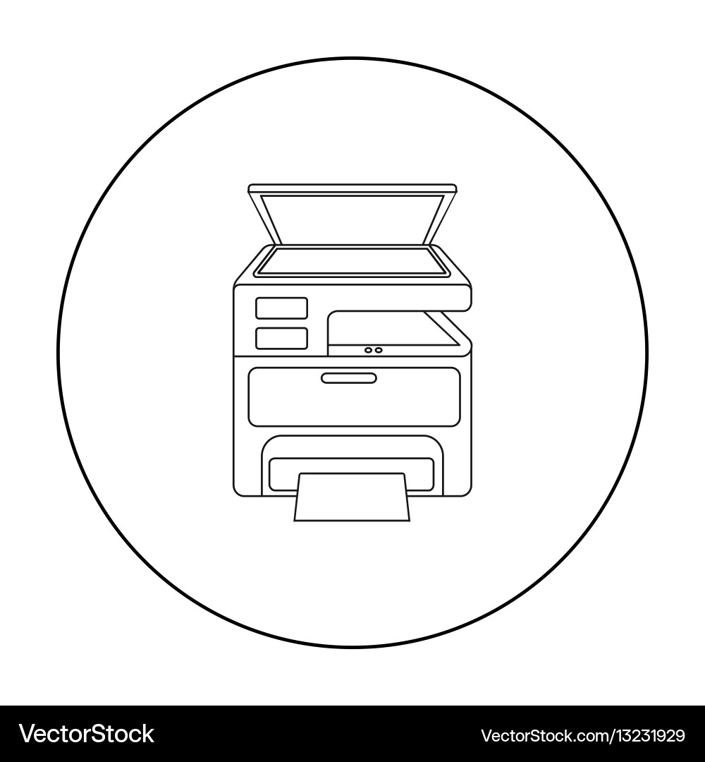 Multi-function printer in outline style isolated vector image