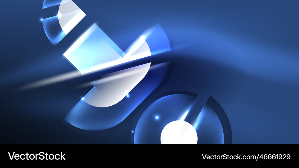 Neon round shapes lines and triangle elements hi Vector Image