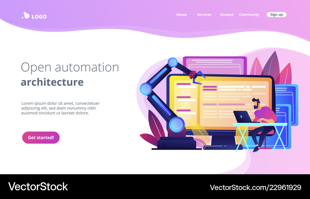 Open automation architecture concept landing page Open automation architecture concept landing page vector image
