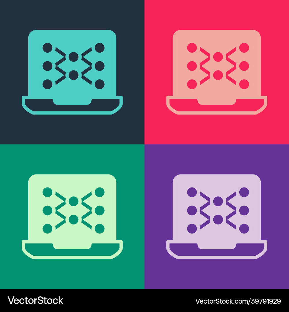 Pop art neural network icon isolated on color Pop art neural network icon isolated on color vector image