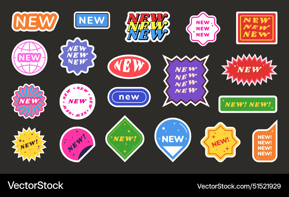 Retro stickers new label pack y2k symbols Vector Image