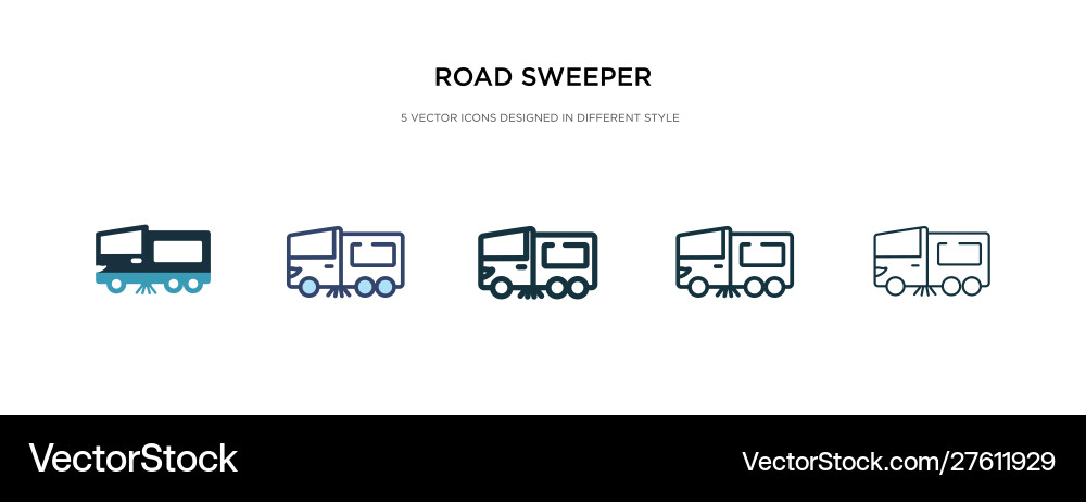 Road sweeper icon in different style two colored Road sweeper icon in different style two colored vector image