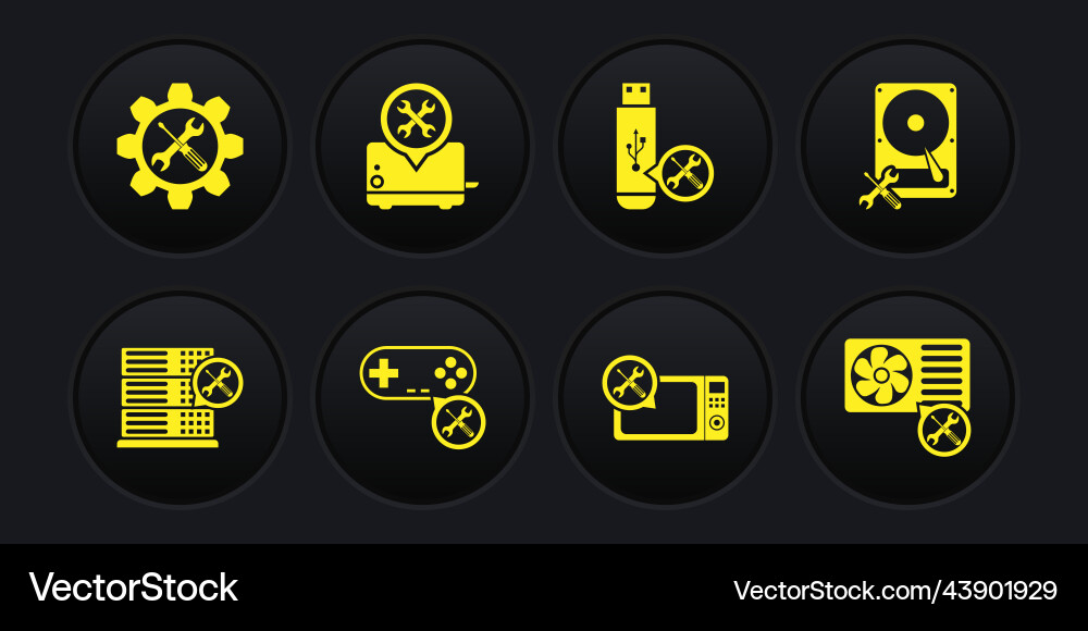 Set database server service hard disk drive Set database server service hard disk drive vector image
