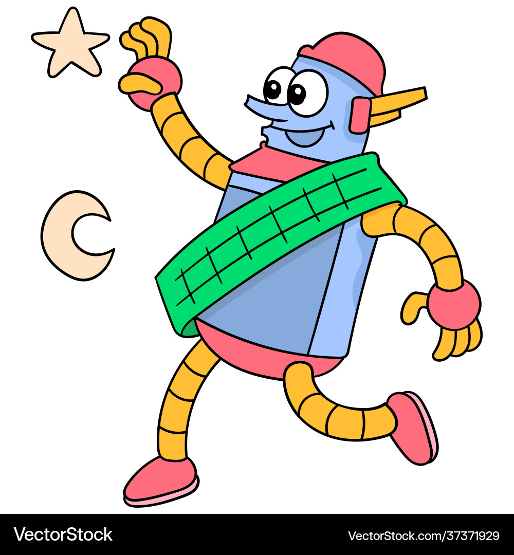 Smiling Robot with Stars vector image