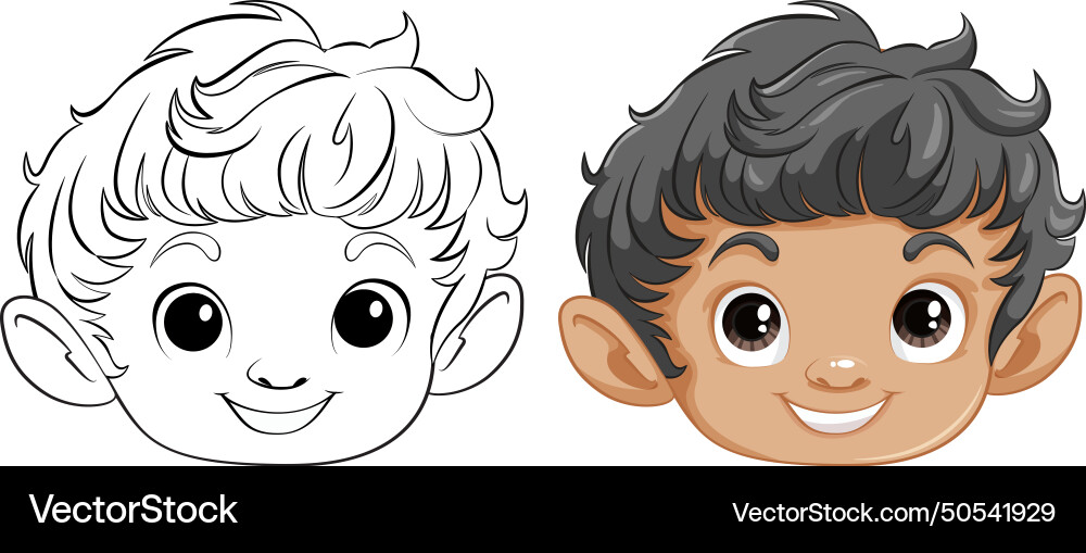 Two smiling boys with different hairstyles Vector Image