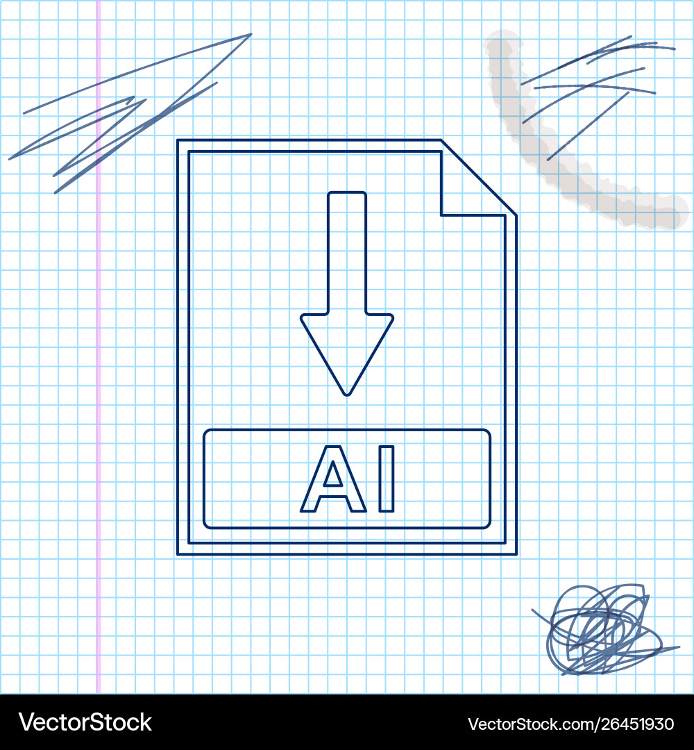 Ai file document icon download button line Ai file document icon download button line vector image