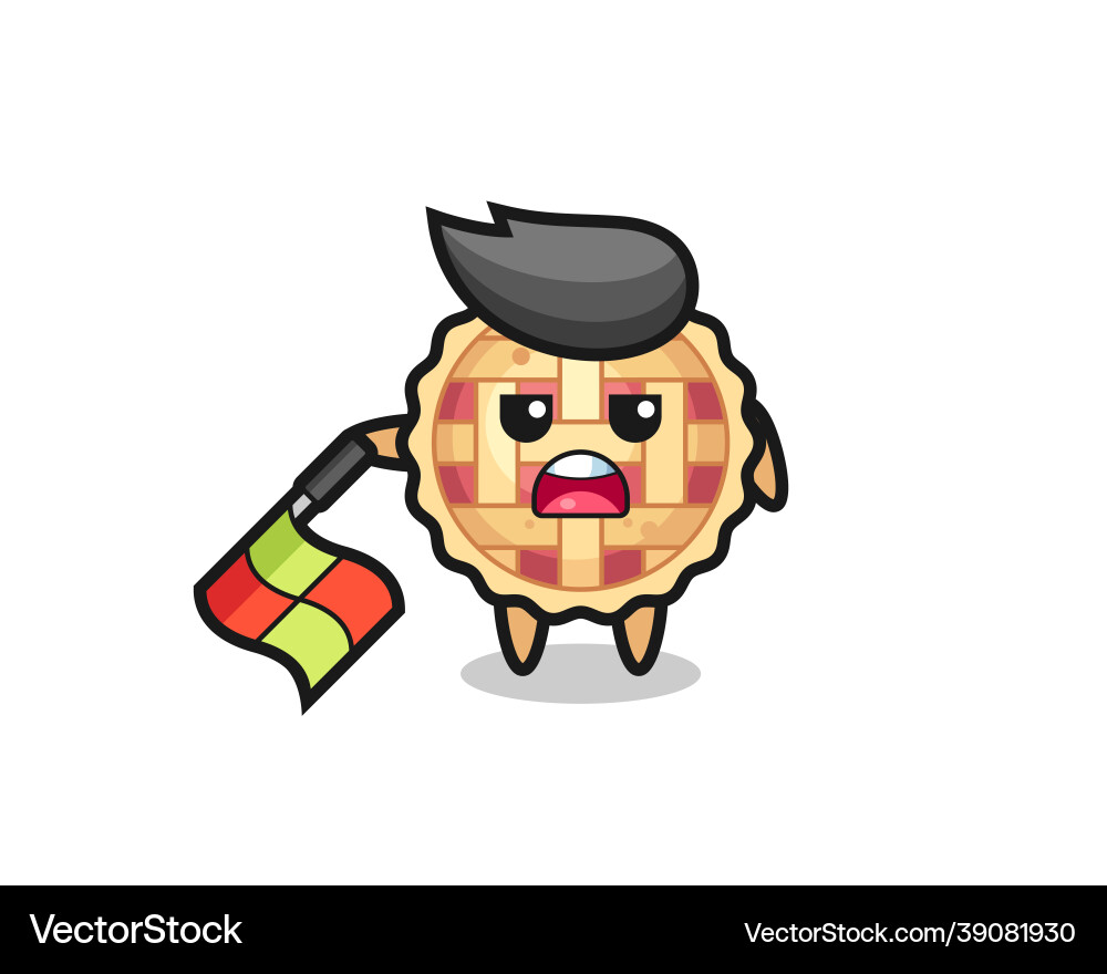 Apple pie character as line judge hold the flag Apple pie character as line judge hold the flag vector image