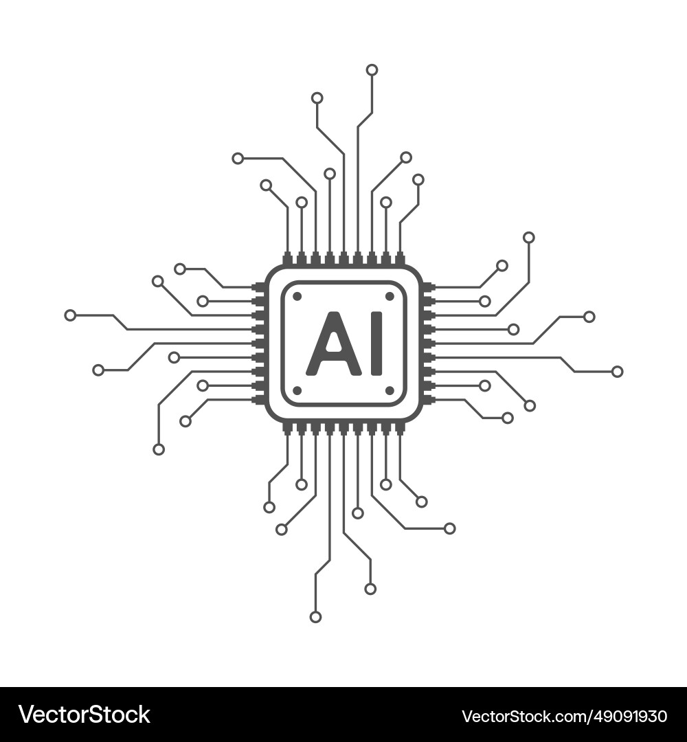 Artificial intelligence circuit line style Artificial intelligence circuit line style vector image